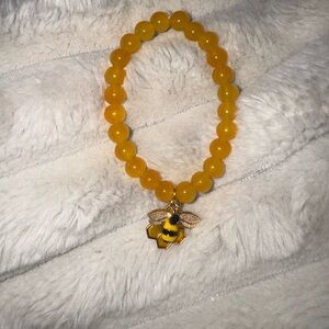 Yellow Bee Charm Beaded Bracelet